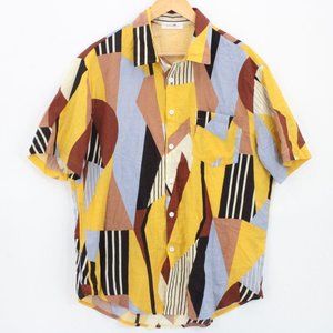Charmkpr Shirt Mens Multicolor Button Down Beach Short Sleeve Collared Size XL